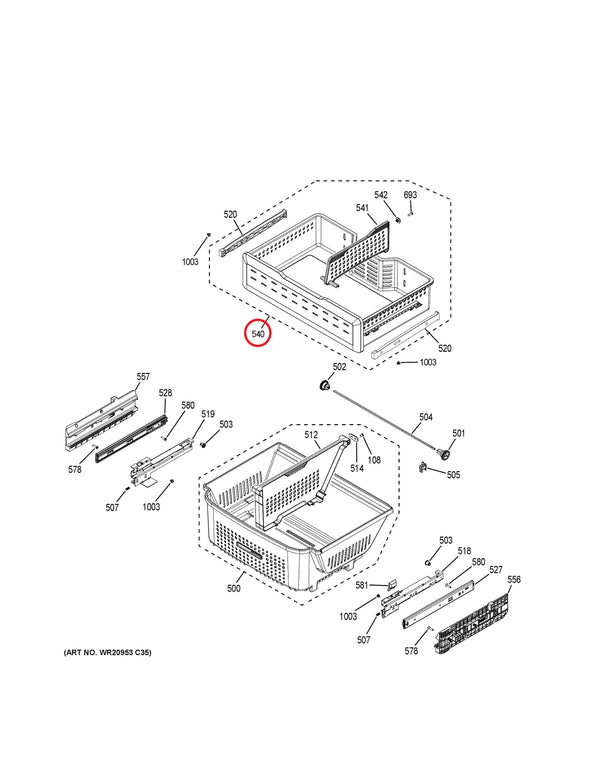 GE Refrigerator & Freezer Drawers / Crisper Drawers WR32X26451 (OEM) Refrigerator & Freezer GE
