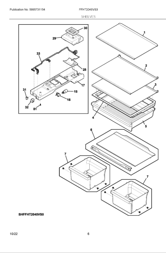 Frigidaire Refrigerator & Freezer Wiring Harnesses 5304522320 (OEM) Refrigerator & Freezer Frigidaire