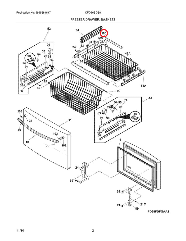 Frigidaire Refrigerator & Freezer Clips 242116801 (OEM) Refrigerator & Freezer Frigidaire