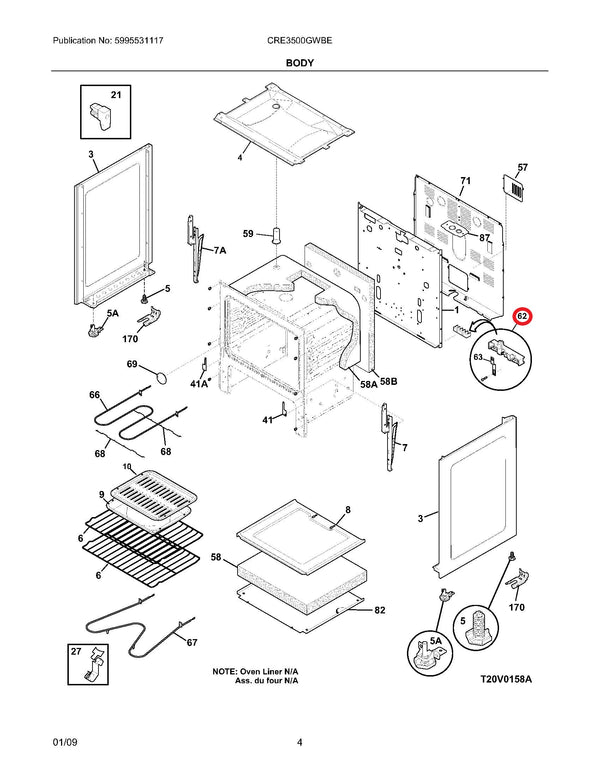 Frigidaire Range Terminal Blocks 5303935271 (OEM) Range Frigidaire