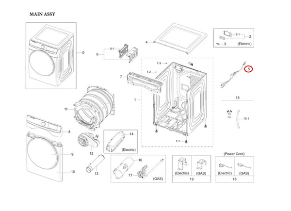 Samsung Dryer Wiring Harnesses DC93-00822B (OEM) Dryer Samsung