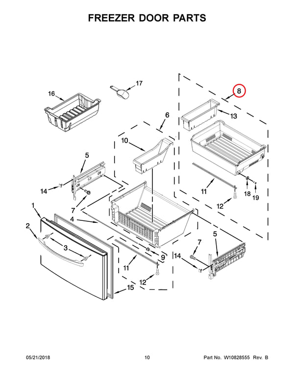 Whirlpool Refrigerator & Freezer Freezer Bins W10724458 (OEM) Refrigerator & Freezer Whirlpool