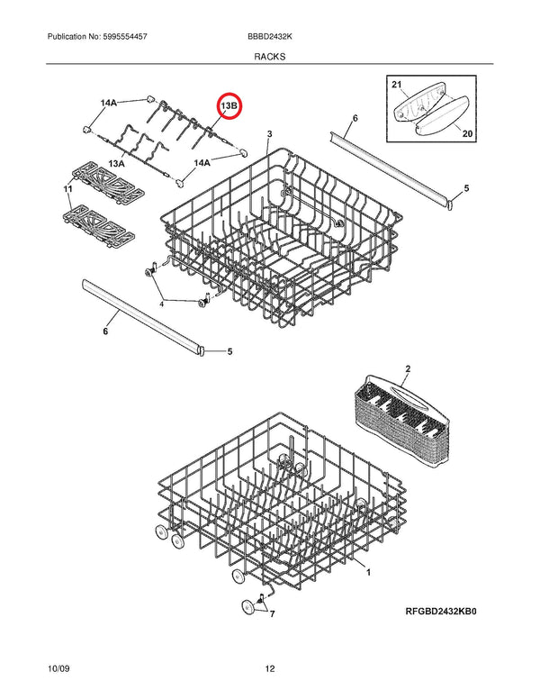 Frigidaire Dishwasher Racks 5304506535 (OEM) Dishwasher Frigidaire