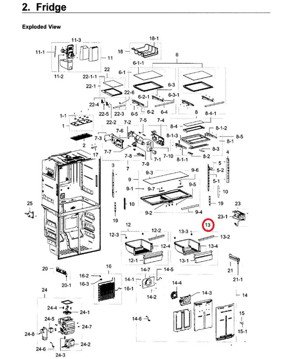 Samsung Refrigerator & Freezer Drawers / Crisper Drawers DA97-13841C (OEM) Refrigerator & Freezer Samsung