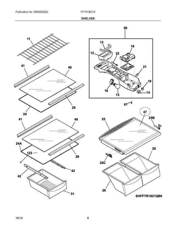 Frigidaire Refrigerator & Freezer Shelves 240350608 (OEM) Refrigerator & Freezer Frigidaire