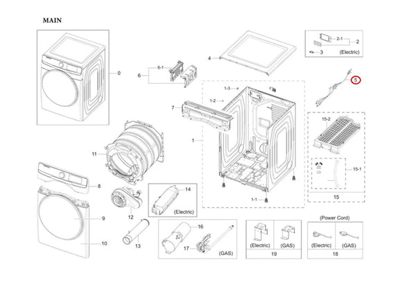 Samsung Dryer Wiring Harnesses DC93-00820A (OEM) Dryer Samsung