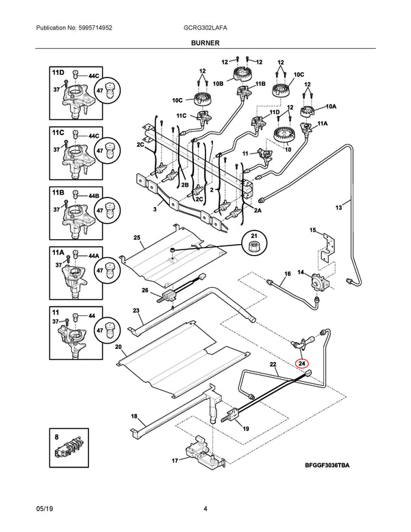 Frigidaire Range Misc. Parts 5304516894 (OEM) Range Frigidaire