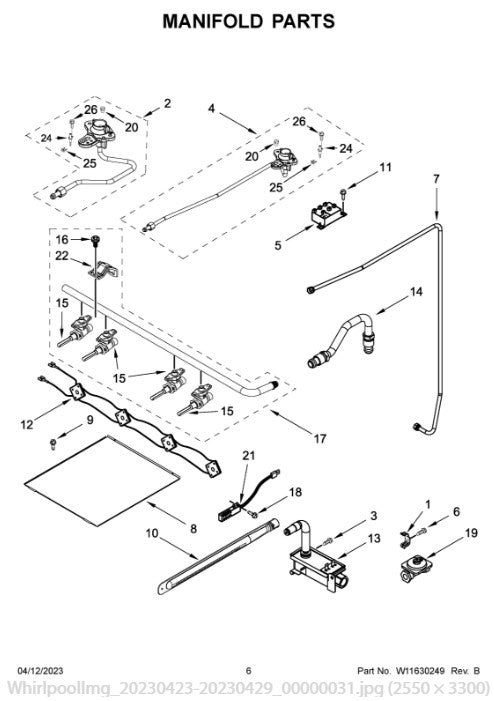 Whirlpool Range Misc. Parts W11509597 (OEM) Range Whirlpool