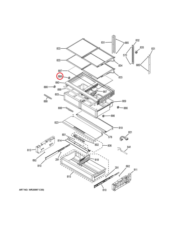 GE Refrigerator & Freezer Rollers / Leveling Feet WR02X13658 (OEM) Refrigerator & Freezer GE