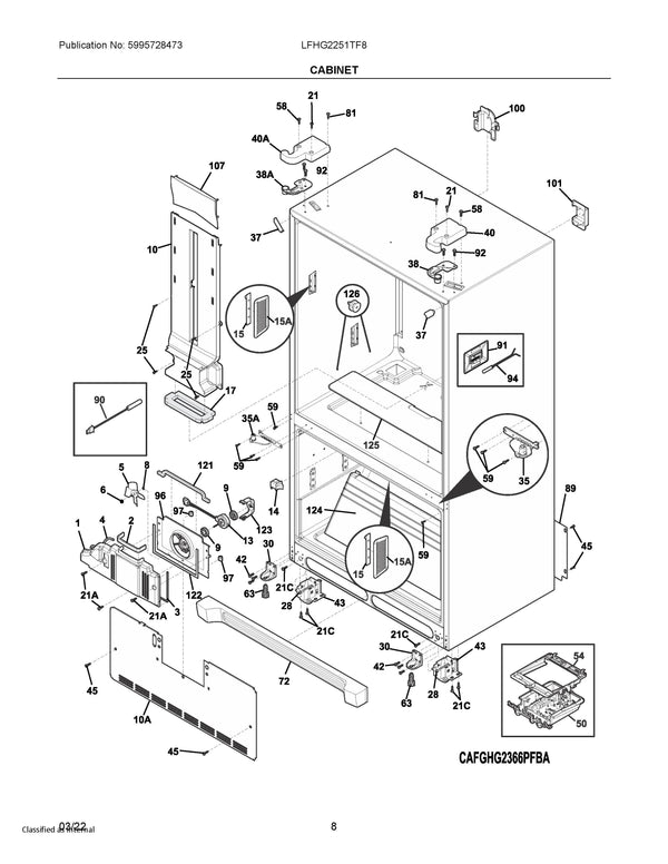 Frigidaire Refrigerator & Freezer Covers 242099810 (OEM) Refrigerator & Freezer Frigidaire