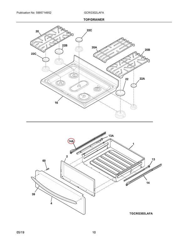 Frigidaire Range Drawer Glides 5304517902 (OEM) Range Frigidaire