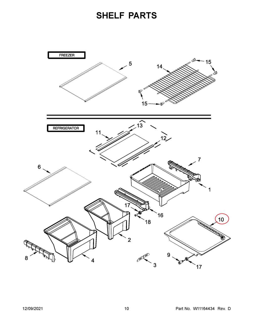 Whirlpool Refrigerator & Freezer Shelves W10861519 (OEM) Refrigerator & Freezer Whirlpool