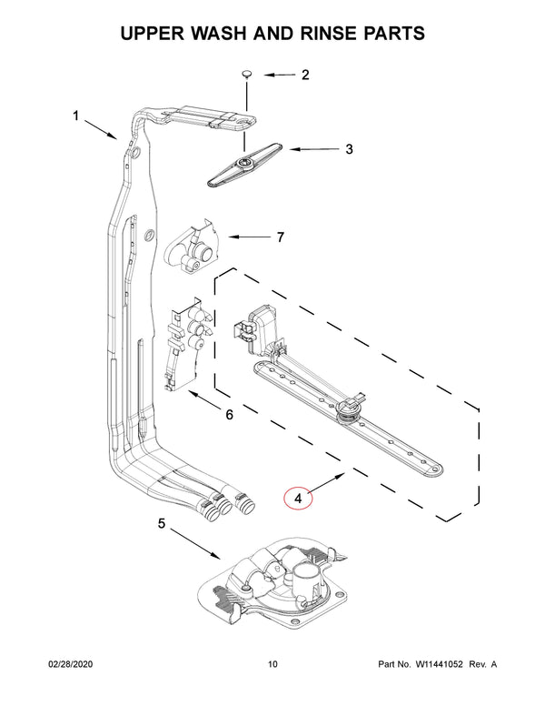 Whirlpool Dishwasher Spray Arms W11545334 (OEM) Dishwasher Whirlpool