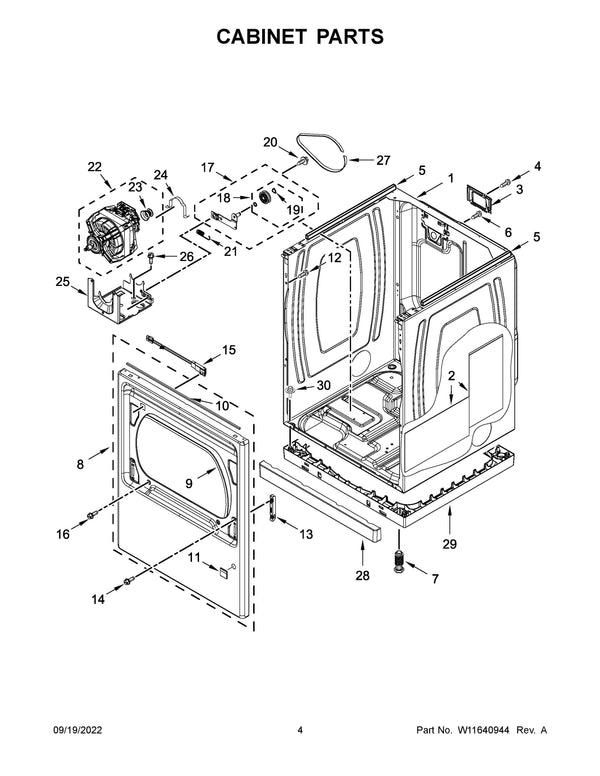 Whirlpool Dryer Misc. Parts W11551643 (OEM) Dryer Whirlpool