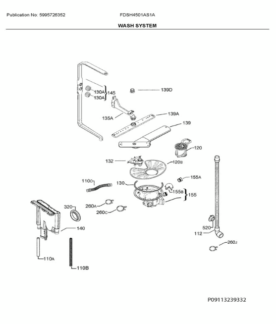 Frigidaire Dishwasher Seals / Gaskets A00045701 (OEM) Dishwasher Frigidaire
