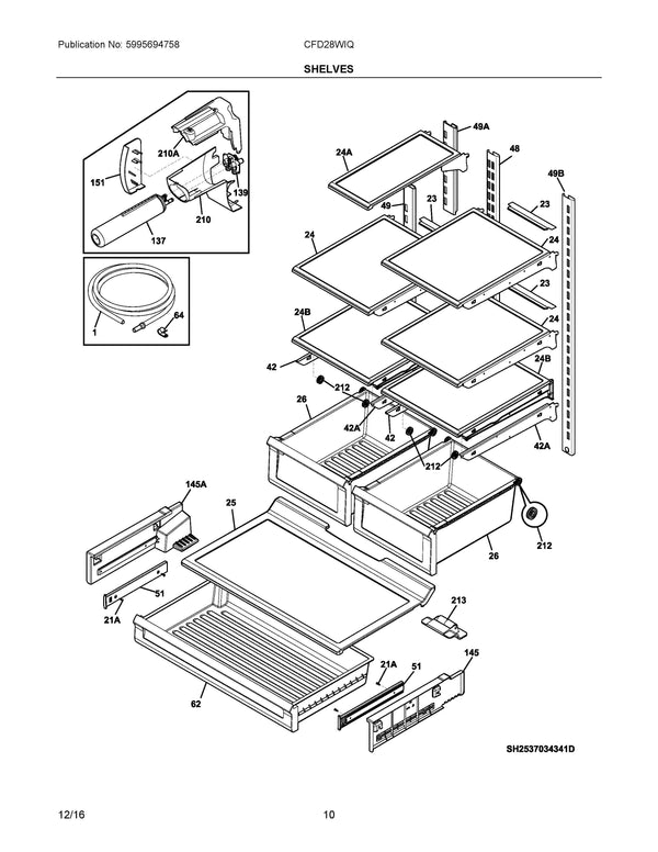 Frigidaire Refrigerator & Freezer Covers 5304508025 (OEM) Refrigerator & Freezer Frigidaire