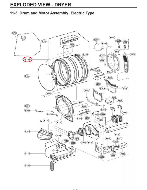 LG Dryer Drums AJQ75298102 (OEM) Dryer LG