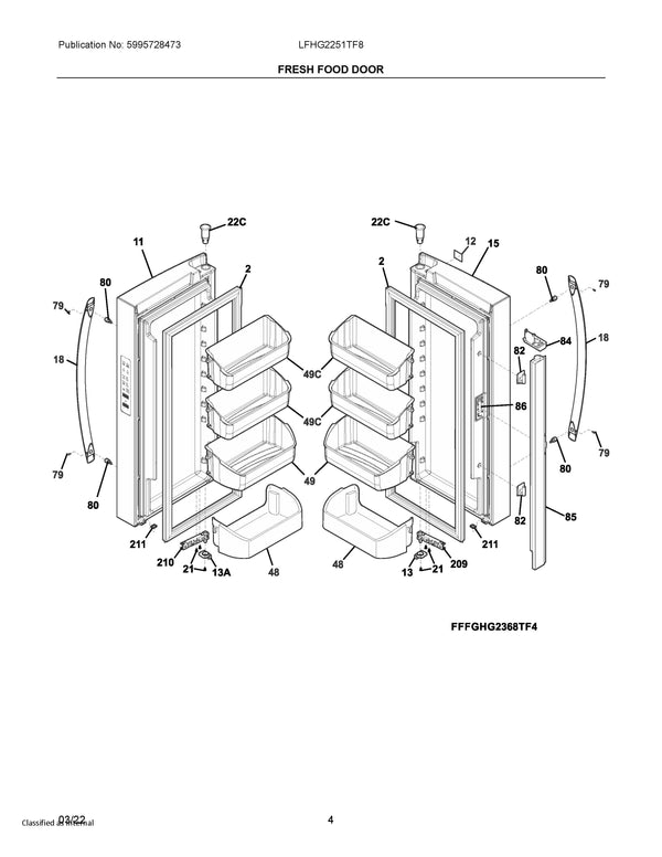 Frigidaire Refrigerator & Freezer Door Gaskets 241778307 (OEM) Refrigerator & Freezer Frigidaire
