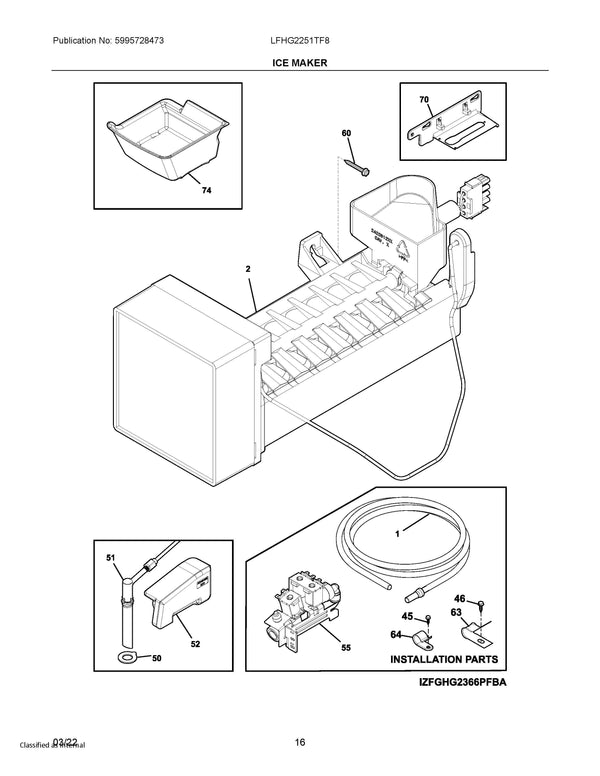 Frigidaire Refrigerator & Freezer Ice Bins / Ice Containers 5304504660 (OEM) Refrigerator & Freezer Frigidaire