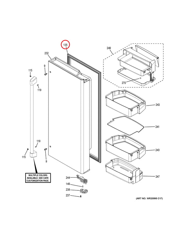GE Refrigerator & Freezer Door Gaskets WR14X29300 (OEM) Refrigerator & Freezer GE