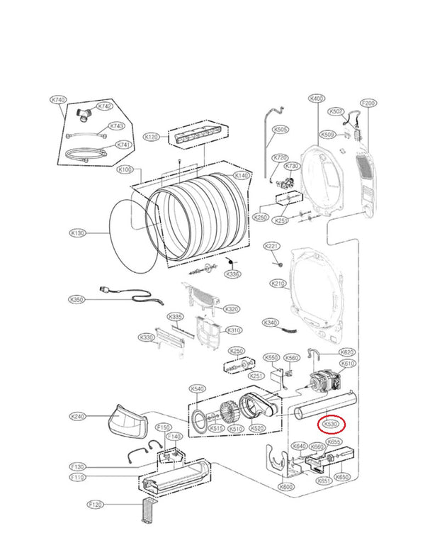 LG Dryer Exhaust Pipes 5209EL1006F (OEM) Dryer LG