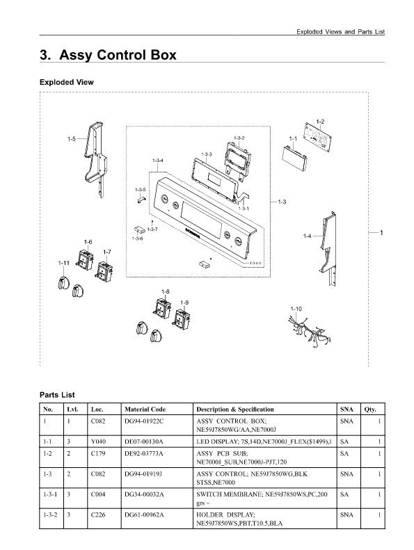 Samsung Range Control Boards DE92-03773A (OEM) Range Samsung