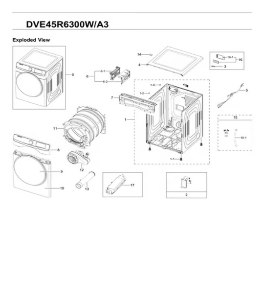 Samsung Dryer Control Boards DC92-01729V (OEM) Dryer Samsung