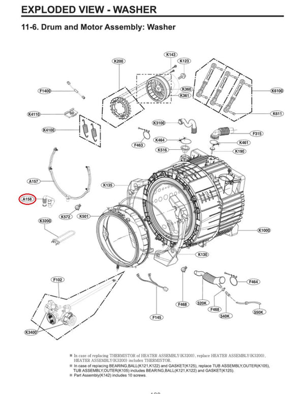 LG Washer Misc. Hoses MEJ64124901 (OEM) Washer LG