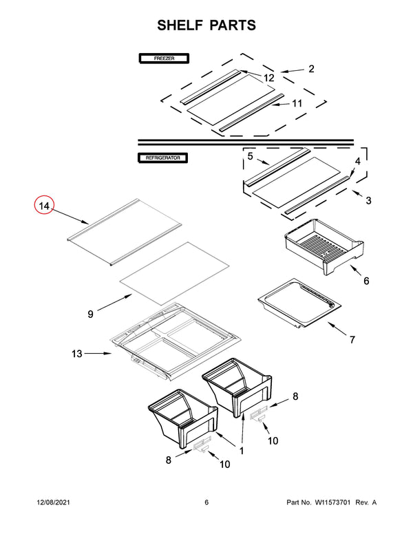 Whirlpool Refrigerator & Freezer Shelves W11392905 (OEM) Refrigerator & Freezer Whirlpool