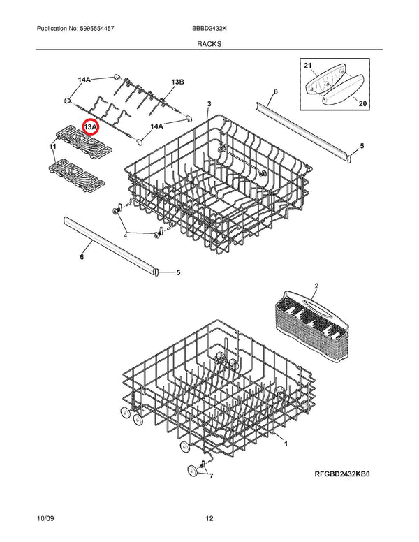 Frigidaire Dishwasher Racks 154740304 (OEM) Dishwasher Frigidaire