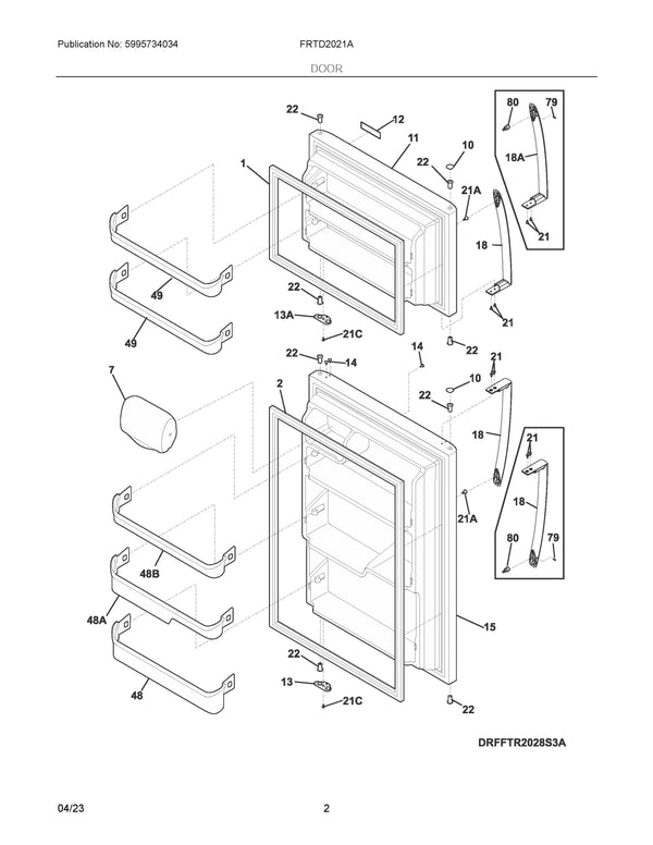 Electrolux Refrigerator & Freezer Door Gaskets 242193213 (OEM) Refrigerator & Freezer Electrolux