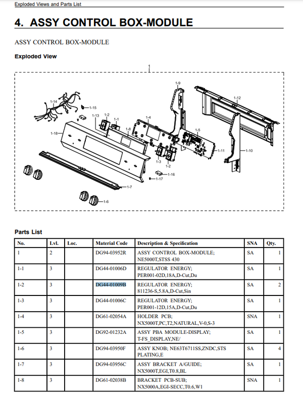 Samsung Range Misc. Parts DG44-01006D (OEM) Range Samsung