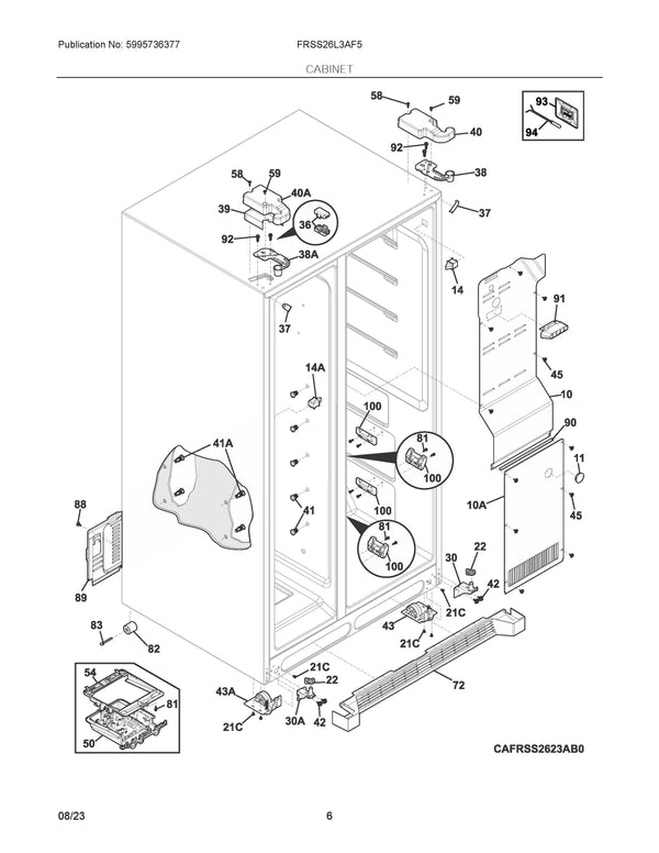 Electrolux Refrigerator & Freezer Covers 5304525960 (OEM) Refrigerator & Freezer Electrolux