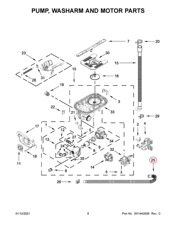 Whirlpool Dishwasher Drain Hoses W11551233 (OEM) Dishwasher Whirlpool