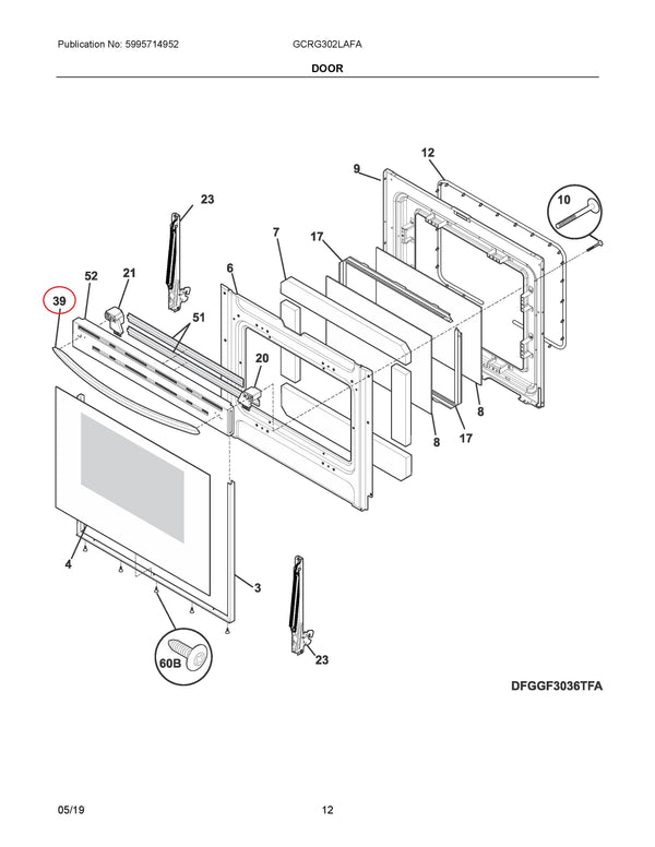 Frigidaire Range Door Handles 316554010 (OEM) Range Frigidaire