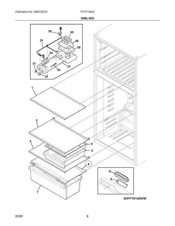 Frigidaire Refrigerator & Freezer Shelves 5304520486 (OEM) Refrigerator & Freezer Frigidaire