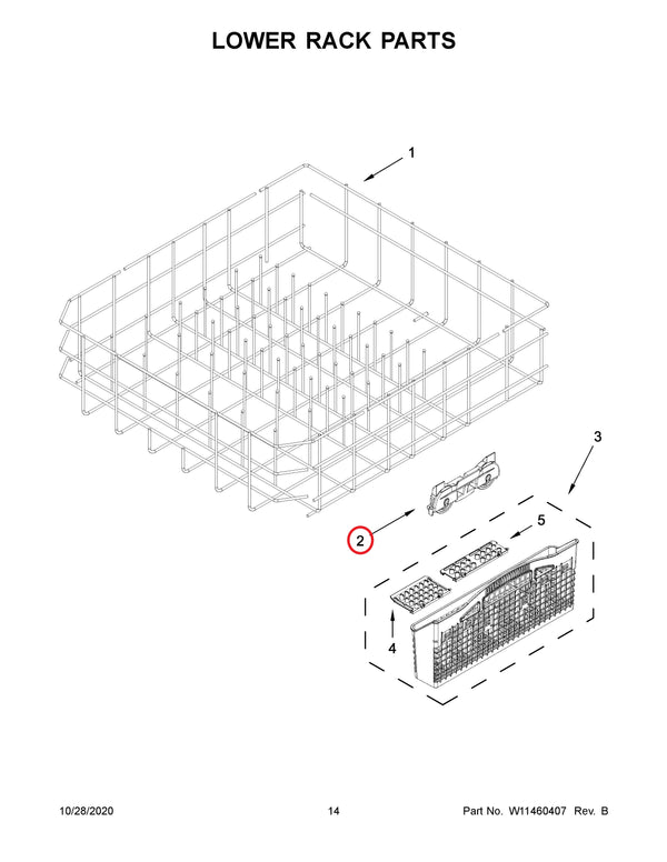 Whirlpool Dishwasher Wheel Assemblies / Transport Assemblies W11551383 (OEM) Dishwasher Whirlpool