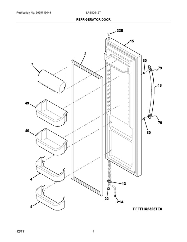 Electrolux Refrigerator & Freezer Doors 240326203 (OEM) Refrigerator & Freezer Electrolux