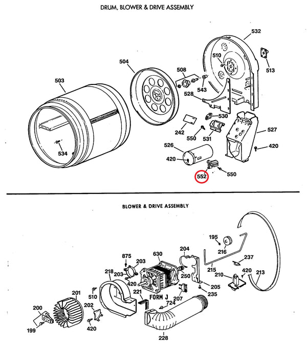 GE Dryer Sensors WE4X448 (OEM) Dryer GE