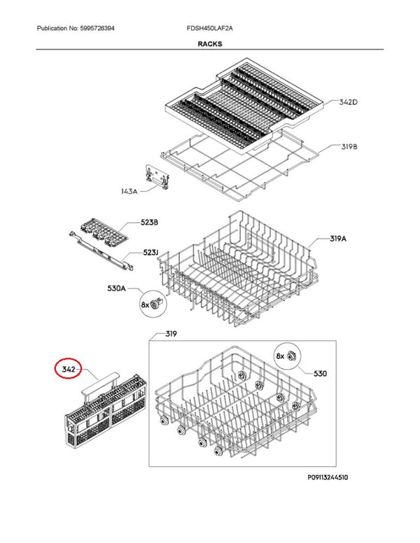 Frigidaire Dishwasher Silverware Baskets A00173209 (OEM) Dishwasher Frigidaire