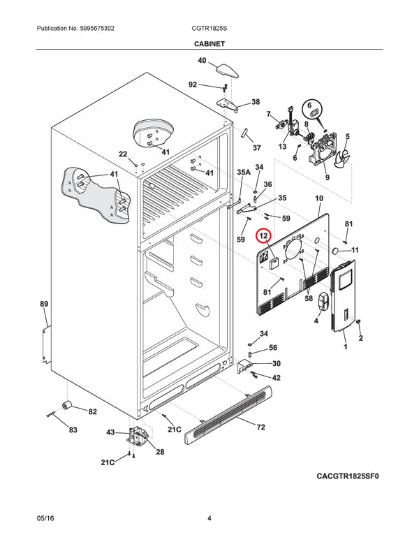 Frigidaire Refrigerator & Freezer Covers 242249201 (OEM) Refrigerator & Freezer Frigidaire