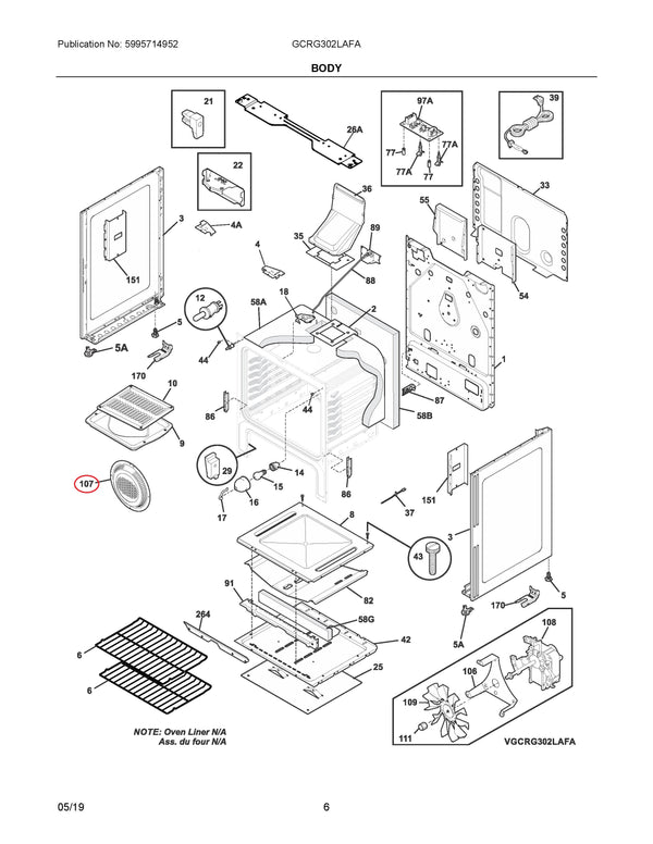Frigidaire Range Misc. Parts 316026701 (OEM) Range Frigidaire