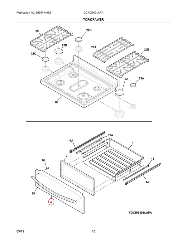 Frigidaire Range Front Panels 5304517477 (OEM) Range Frigidaire