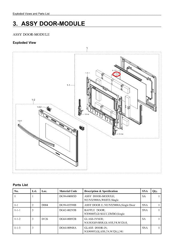 Samsung Range Glass DG64-00948A (OEM) Range Samsung