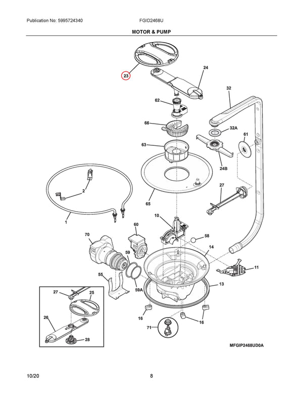 Frigidaire Dishwasher Spray Arms 5304517982 (OEM) Dishwasher Frigidaire