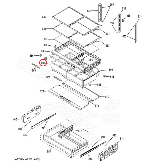 GE Refrigerator & Freezer Drawers / Crisper Drawers WR32X10895 (OEM) Refrigerator & Freezer GE
