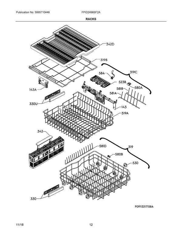 Electrolux Dishwasher Racks A06629603 (OEM) Dishwasher Electrolux