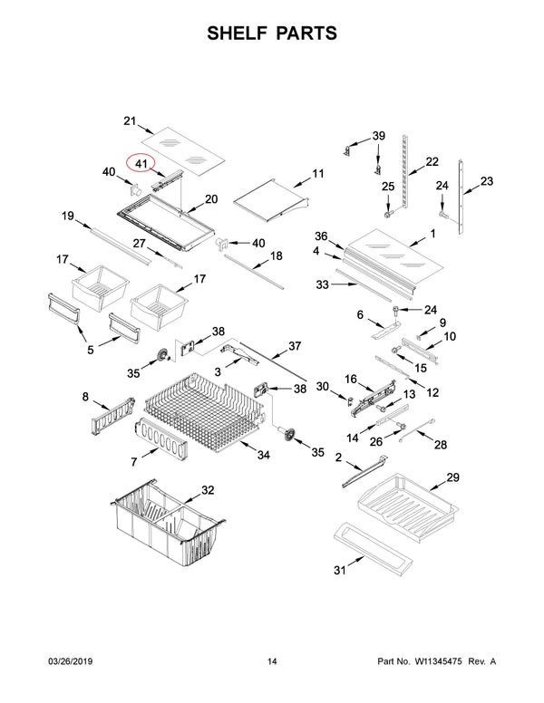 Whirlpool Refrigerator & Freezer Rails WPW10671238 (OEM) Refrigerator & Freezer Whirlpool