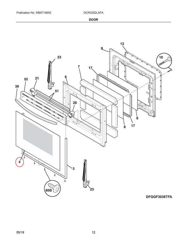 Frigidaire Range Glass 316355501 (OEM) Range Frigidaire