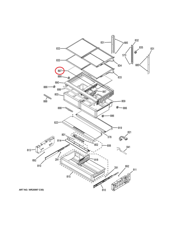 GE Refrigerator & Freezer Drawers / Crisper Drawers WR32X10865 (OEM) Refrigerator & Freezer GE